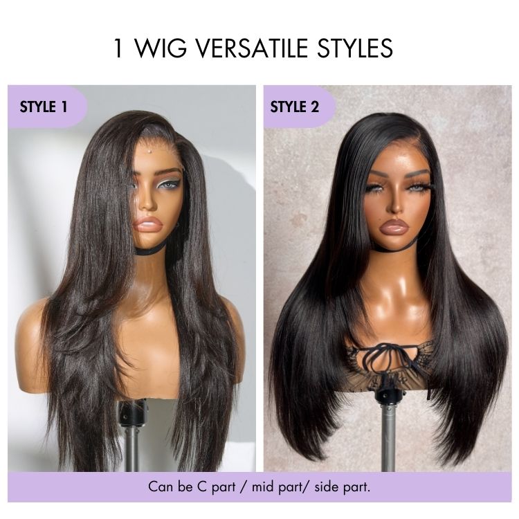 MyOwn-Fit™ PartingMax Glueless Wig 180% Density Loose Body Wave / Light Yaki Straight Ready to Go 7x6 Closure HD Lace Pre Cut & Plucked & Bleached
