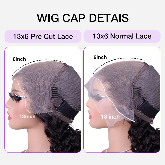 1B/30 Balayage Highlight Deep Wave Drawstring 13X6 Full HD Lace Frontal Human Hair Wigs