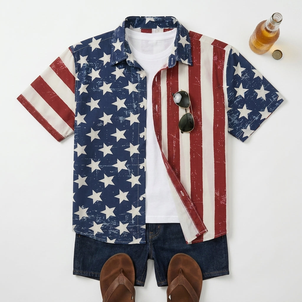 American Flag Hawaiian Shirt