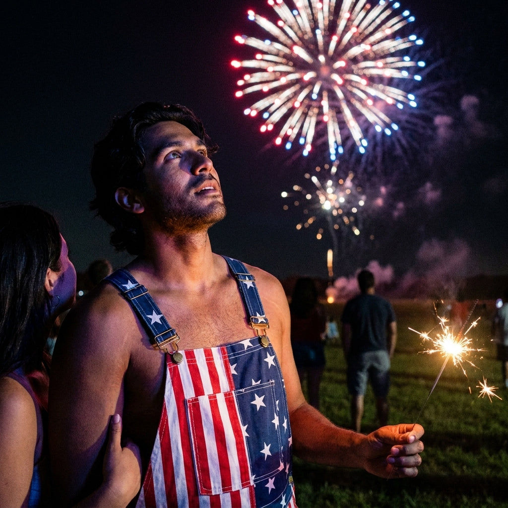 American Flag Long Overalls