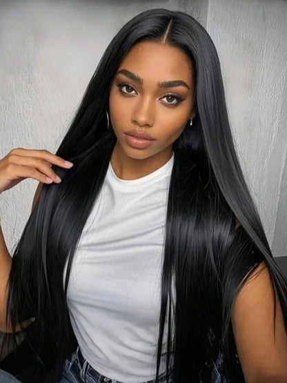 HD Lace Super Natural Hairline 28-40inch Silky Straight 13x6 Frontal Lace Wig Human Hair Pre-bleached