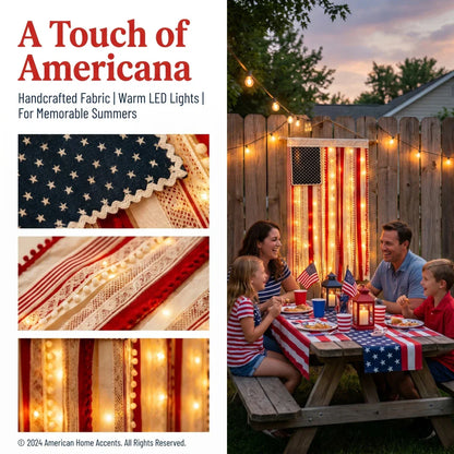 50% OFF🔥4 x 2.3 Ft Lighted Rag American Flag Banner🎆 USA 250th Celebration