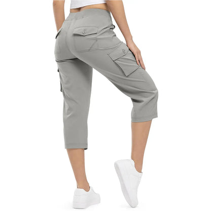✨✨Womens Lightweight Capris Hiking Pants 6 Pockets Quick Dry Cargo Outdoor Trip Loose Shorts COMFY  MOMS OVER 30