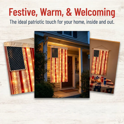 50% OFF🔥4 x 2.3 Ft Lighted Rag American Flag Banner🎆 USA 250th Celebration
