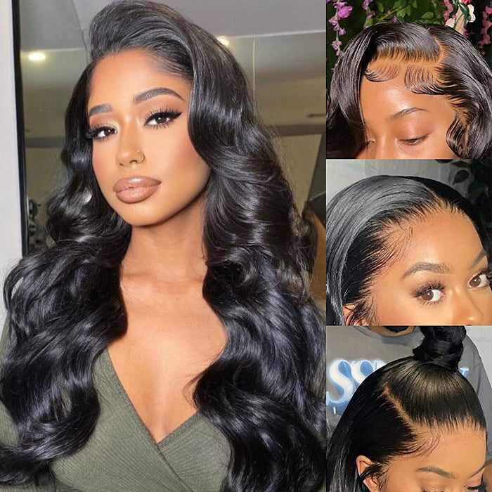 Body Wave Wigs 4x4 Pre Cut Lace Closure Wigs Pre Plucked Glueless Human Hair Wigs