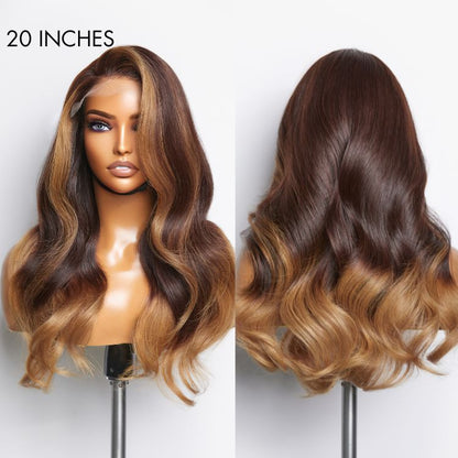 Blonde Ombre Highlights Loose Wave Glueless 5x5 Closure HD Lace Wig | Large & Small Cap Size