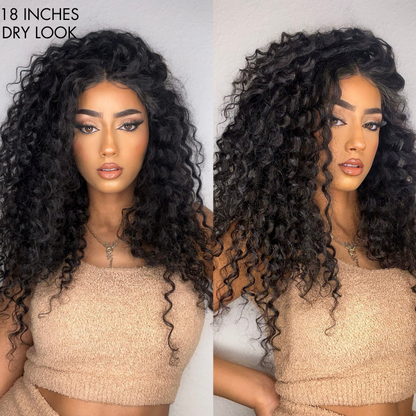 Deep Wave 4x4 Closure Lace Glueless Mid Part Long Curly Wig 100% Human Hair - US Only