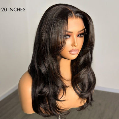 Blow Out Layered Cut C Part Glueless 5x5 Closure HD Lace Wig with Bangs| Large & Small Cap Size