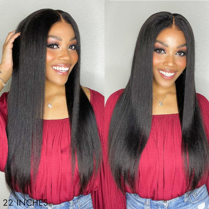 Natural Hairline Yaki Straight Glueless 13x4 Frontal HD Lace Long Wig 100% Human Hair - US Only