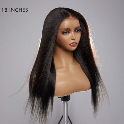 Natural Hairline Yaki Straight Glueless 13x4 Frontal HD Lace Long Wig 100% Human Hair - US Only