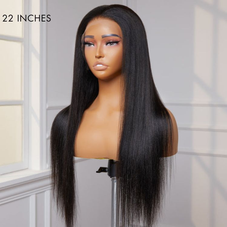Natural Hairline Yaki Straight Glueless 13x4 Frontal HD Lace Long Wig 100% Human Hair - US Only