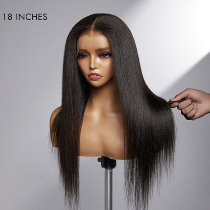 Natural Hairline Yaki Straight Glueless 13x4 Frontal HD Lace Long Wig 100% Human Hair - US Only