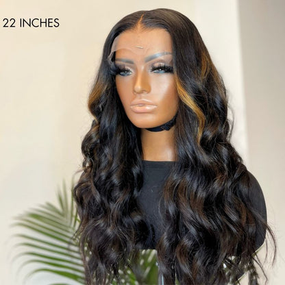 Blonde Piece Highlights Loose Wave Glueless 5x5 Closure HD Lace Wig | Large & Small Cap Size