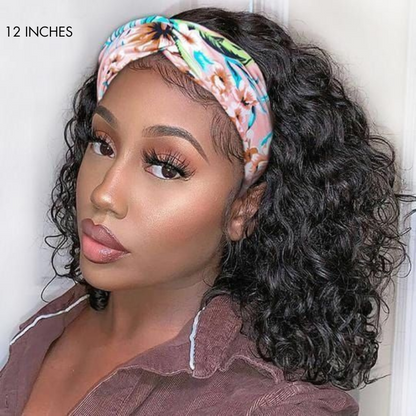 Natural Black Loose Deep Wave Glueless Headband Wig 100% Human Hair (Get Free Trendy Headbands) - US Only