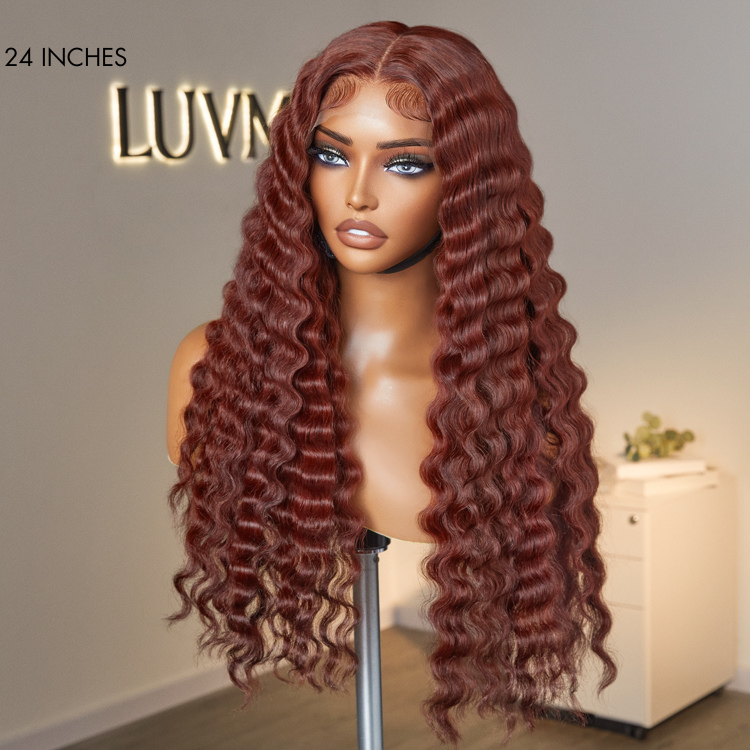 Retro Trends Dark Reddish Brown Ocean Wave Glueless 5x5 Closure Lace Long Wig  - US Only