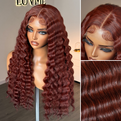 Retro Trends Dark Reddish Brown Ocean Wave Glueless 5x5 Closure Lace Long Wig  - US Only