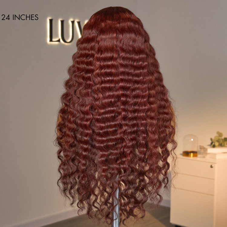 Retro Trends Dark Reddish Brown Ocean Wave Glueless 5x5 Closure Lace Long Wig  - US Only