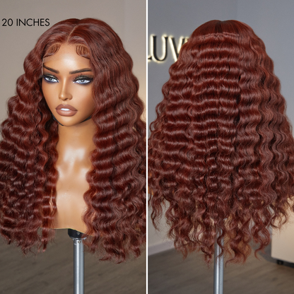Retro Trends Dark Reddish Brown Ocean Wave Glueless 5x5 Closure Lace Long Wig  - US Only