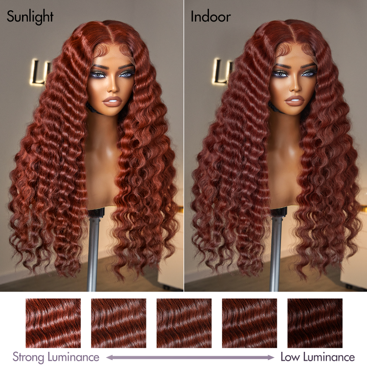 Retro Trends Dark Reddish Brown Ocean Wave Glueless 5x5 Closure Lace Long Wig  - US Only