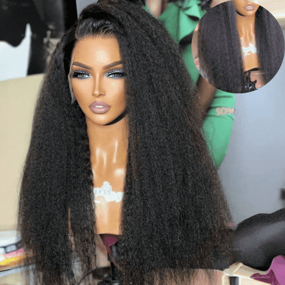 Natural Kinky Straight Glueless 5x5 / 13x4 HD Lace Long Wig 100% Human Hair - US Only
