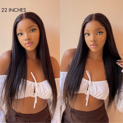 Effortless Straight 4x4 Closure Lace Glueless Mid Part Long Wig 100% Human Hair -US Only