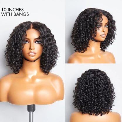 Deep Wave 4x4 Closure Lace Glueless Mid Part Long Curly Wig 100% Human Hair - US Only