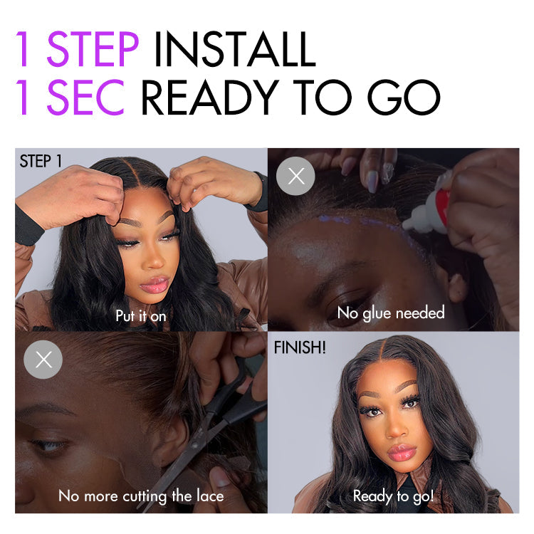 1 SEC INSTALL WIG | Mature Boss Brown Ombre Highlight / Natural Black Loose Wave Glueless Minimalist HD Lace Wig