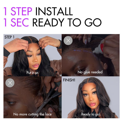 1 SEC INSTALL WIG | Mature Boss Brown Ombre Highlight / Natural Black Loose Wave Glueless Minimalist HD Lace Wig