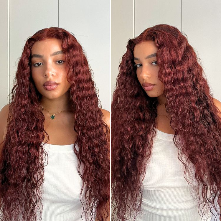 Retro Trends Dark Reddish Brown Ocean Wave Glueless 5x5 Closure Lace Long Wig  - US Only