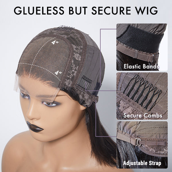 Deep Wave 4x4 Closure Lace Glueless Mid Part Long Curly Wig 100% Human Hair - US Only