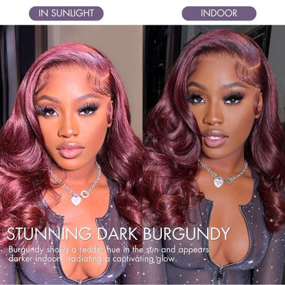 Chic Burgundy 99J Layered Cut Loose Body Wave Glueless 5x5 Closure Lace Wig Pre-Cut Lace - US Only