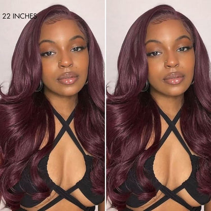 Chic Burgundy 99J Layered Cut Loose Body Wave Glueless 5x5 Closure Lace Wig Pre-Cut Lace - US Only
