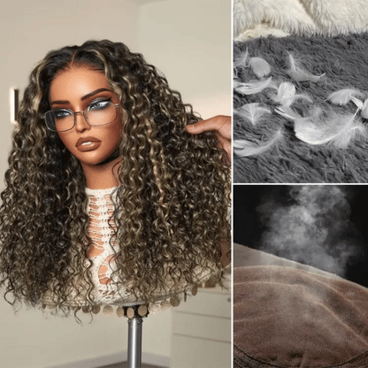 AiryFit™ Scalp Care Wigs - Blonde Highlight Water Wave Snugfit Glueless 5x5 Closure Lace Long Curly Wig Pre-Cut Lace - US Only