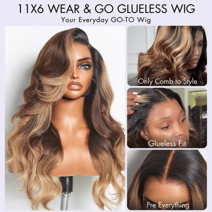 AiryFit™ Scalp Care Wigs - Deep Parting Loose Body Wave Human Hair Wig 11x6 Frontal HD Lace Glueless Wig