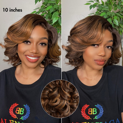 1 SEC INSTALL WIG | Mature Boss Brown Ombre Highlight / Natural Black Loose Wave Glueless Minimalist HD Lace Wig