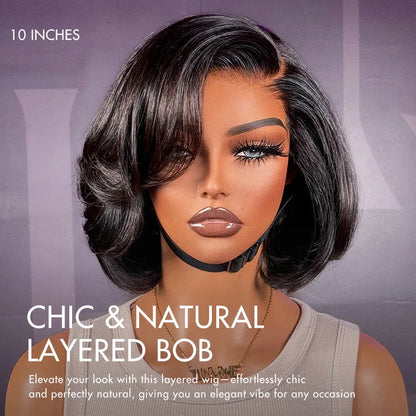 PreMax Wigs - Natural Black / Blonde Highlight C Part Glueless Lace Front Bob Wig Pre-cut Lace