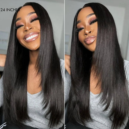 Black 180% Density Layered Cut Glueless 5x5 Closure Lace  Wig Pre-Plucked Hairline - US Only