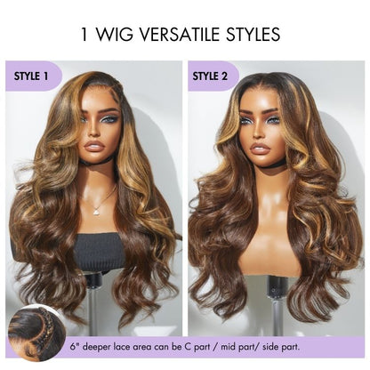 Luvme All-Day Comfort™ Wig 180% Density Honey Golden Blonde Loose Body Wave 7x6 Closure HD Lace Human Hair Wig Pre-Cut Lace