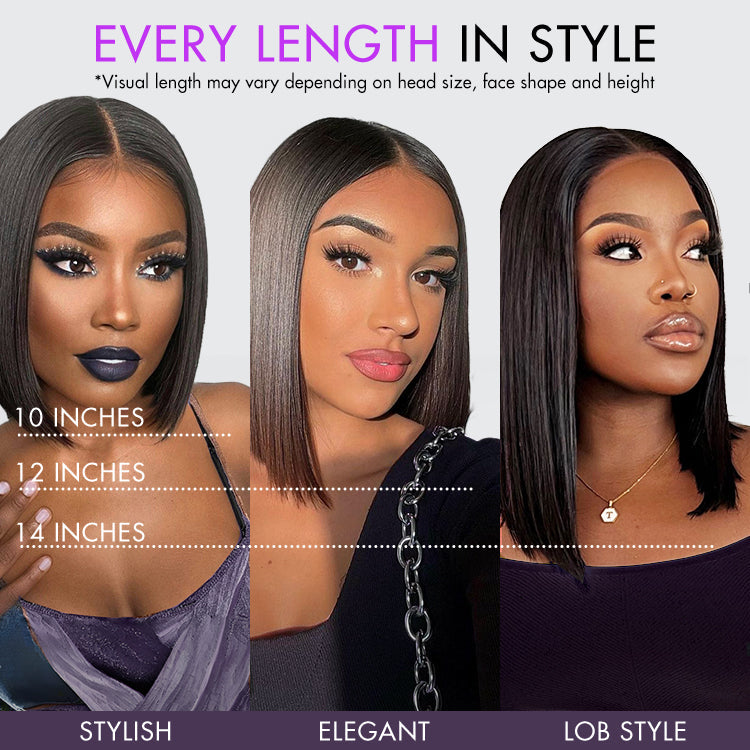Luvme All-Day Comfort™ Wig Blunt Cut Bob Glueless Minimalist HD Lace Short Human Hair Wig Pre-Cut Lace