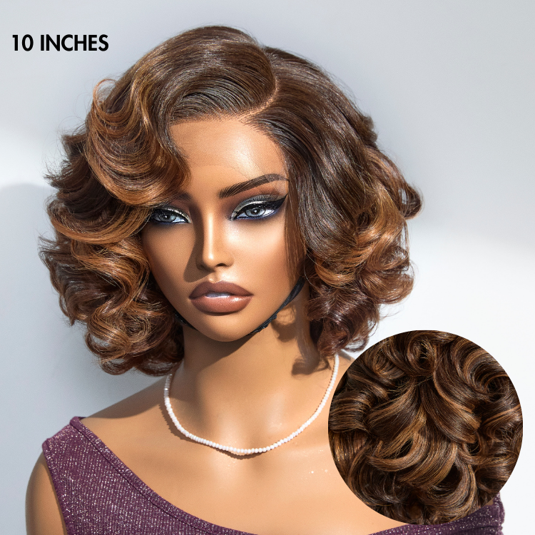 1 SEC INSTALL WIG | Mature Boss Brown Ombre Highlight / Natural Black Loose Wave Glueless Minimalist HD Lace Wig