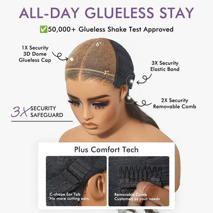 Luvme All-Day Comfort™ Wig 180% Density Ombre Blonde Highlight Loose Body Wave Glueless 7x6 Closure HD Lace Human Hair Wig with Bangs Pre-Cut Lace