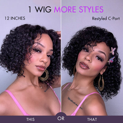 Warm Caramel Brown / Natural Black / Blonde Highlight Deep Curly Glueless 5x5 Closure Pre-Cut Lace Wig