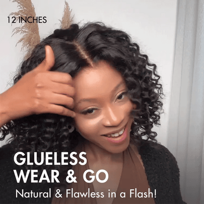 Warm Caramel Brown / Natural Black / Blonde Highlight Deep Curly Glueless 5x5 Closure Pre-Cut Lace Wig