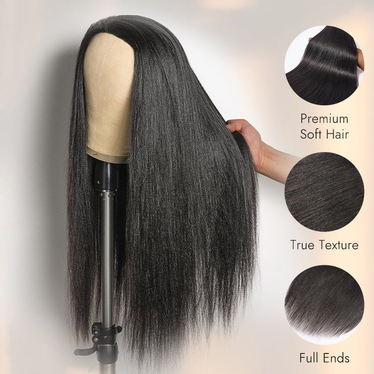 Luvme Too Easy Texture™ Wig 180% Density Yaki Straight Glueless Flexi-Fit Drawstring 3-In-1 Half Wig Human Hair