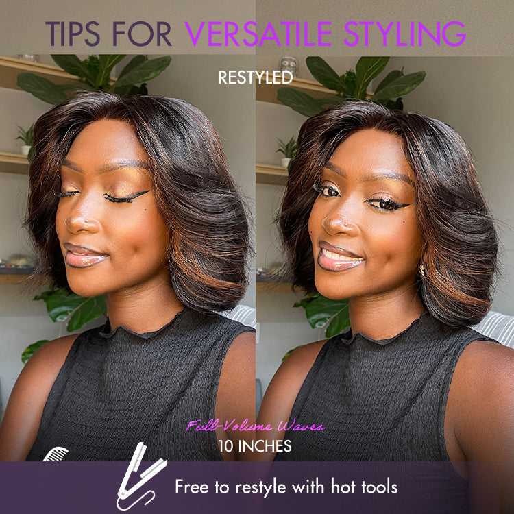 Limited Design | Blonde Highlights Glueless 5x5 Closure HD Lace Stacked Bob Wig | Large & Small Cap Size