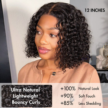 Warm Caramel Brown / Natural Black / Blonde Highlight Deep Curly Glueless 5x5 Closure Pre-Cut Lace Wig