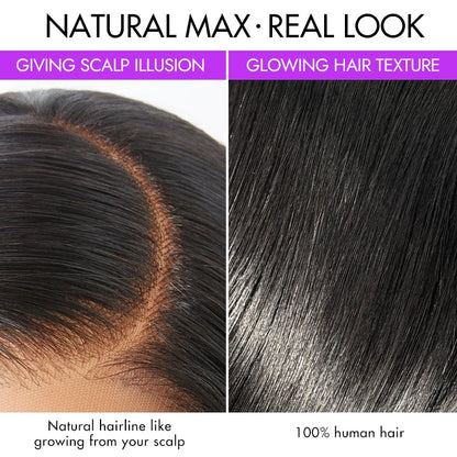 PreMax Wigs | Ultra Natural Hairline Brown Highlight Silky Straight Glueless 13x4 Frontal Lace Long Wig Pre-Cut Lace
