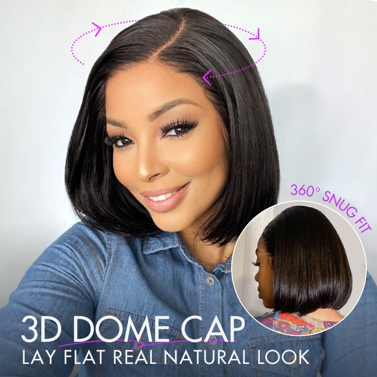 PreMax Wigs - Natural Black / Blonde Highlight C Part Glueless Lace Front Bob Wig Pre-cut Lace