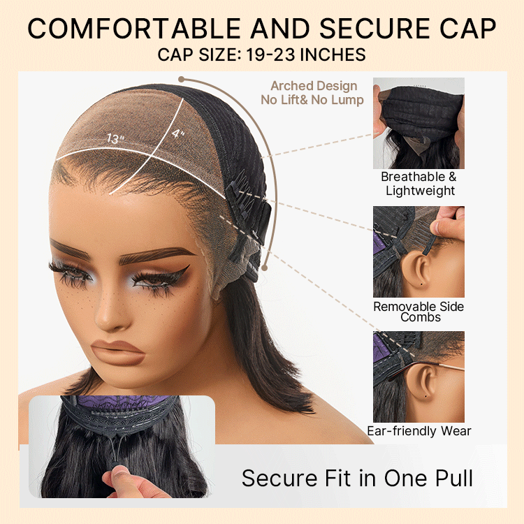 NatureMAX™ 200% / 250% Density Loose Wave Glueless Ear-to-ear 13x4 HD Lace Front Wig Pre-Cut Lace Flexi-Fit Drawstring Cap