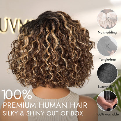 Ready to Go Water Wave Short Curly Bob Wig Glueless Minimalist HD Lace Wig Pre-Cut Lace